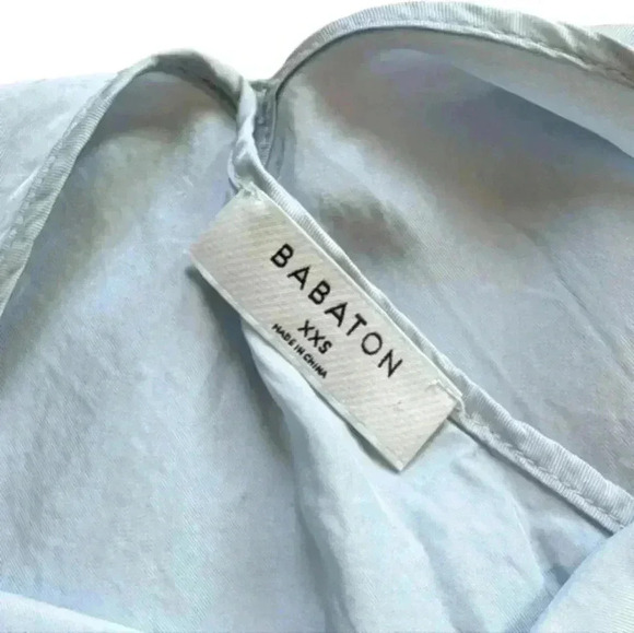 Aritzia Babaton Welsch Blouse Cropped Reversible Wrap Top Blue Willow Women XXS - Picture 8 of 12